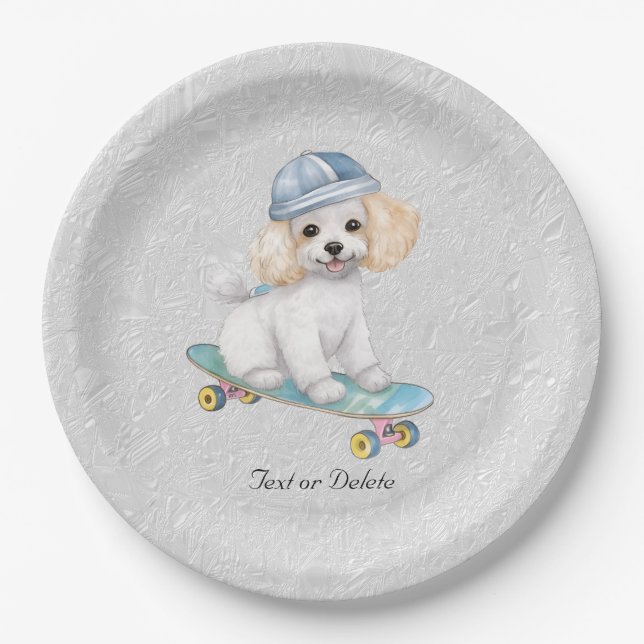 Watercolor Poodle Paper Plate (Front)