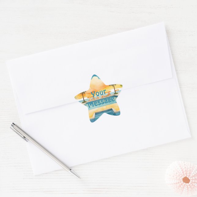 Watercolor Pool Summer Party Star Sticker (Envelope)