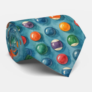 Watercolor Pool Table Billiards Colourful Neck Tie