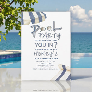 Watercolor pool Umbrella Pool Party Invite