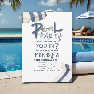 Watercolor pool Umbrella Pool Party Invite