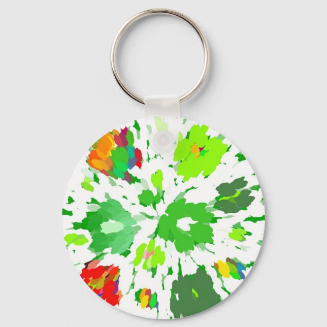 Watercolor Pop Art Floral Key Ring (Front)