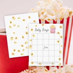 Watercolor Popcorn Baby Bingo game