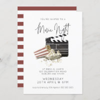 Watercolor Popcorn Movie Night