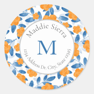 Watercolor Poppies and Leaves Pattern labels