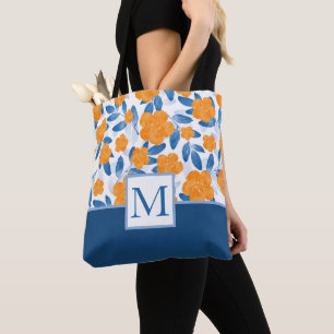 Watercolor poppies and Leaves Pattern Tote Bag