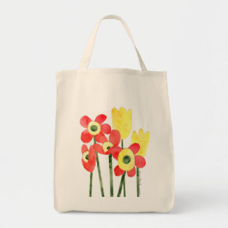 Watercolor POPPIES and TULIPS jumbo canvas tote Bag