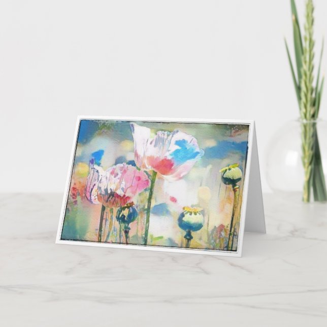 Watercolor Poppies Card (Front)