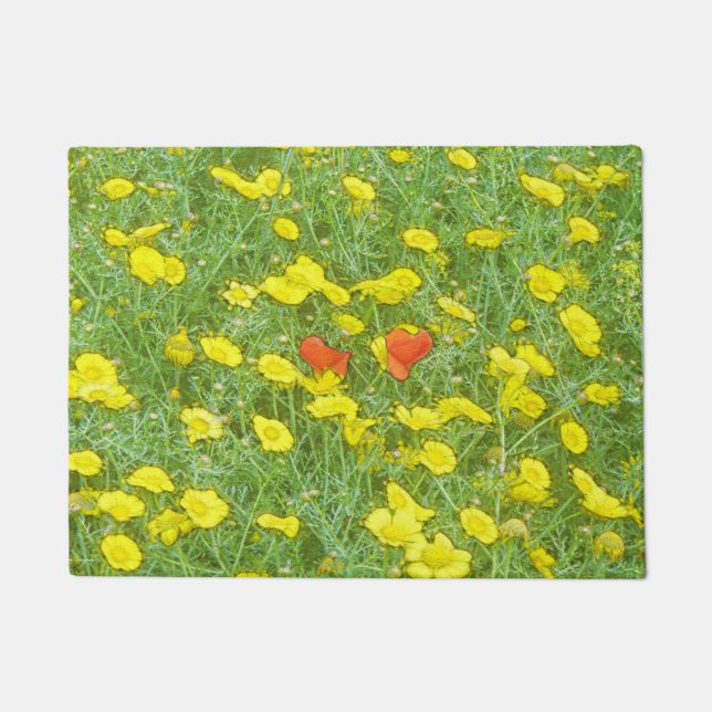 Watercolor poppies doormat (Front)