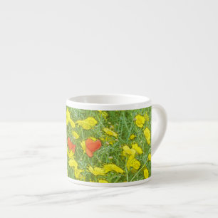 Watercolor poppies espresso cup