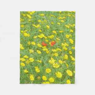 Watercolor poppies fleece blanket