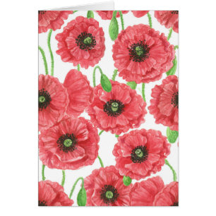 Watercolor poppies floral pattern