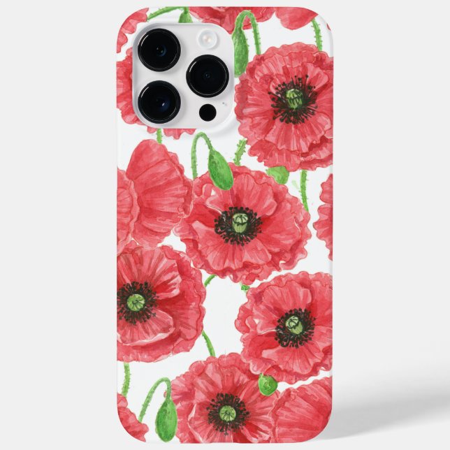 Watercolor poppies floral pattern Case-Mate iPhone case (Back)
