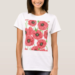 Watercolor poppies floral pattern T-Shirt
