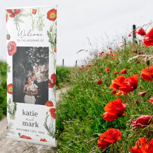Watercolor Poppies Florals Wedding Welcome Sign