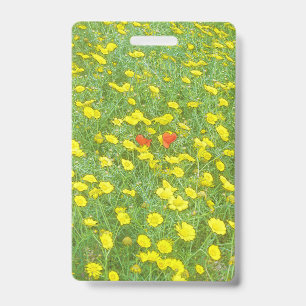 Watercolor poppies ID badge