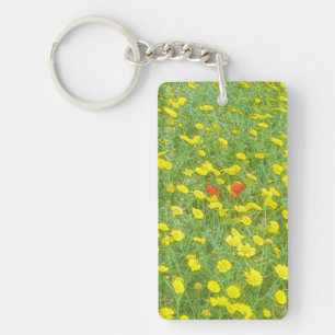 Watercolor poppies key ring