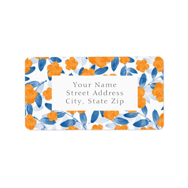 Watercolor Poppies & Leaves Pattern labels (Front)