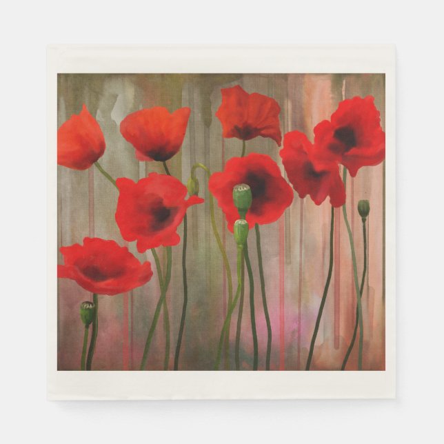 Watercolor Poppies Napkin (Front)