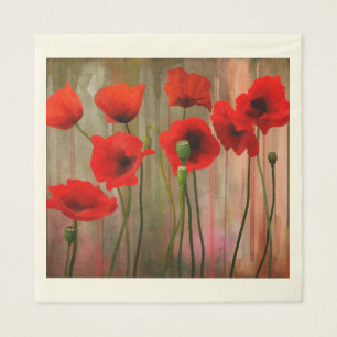 Watercolor Poppies Napkin