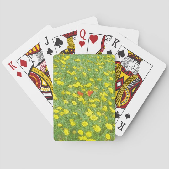 Watercolor poppies playing cards (Back)