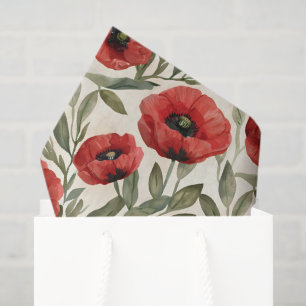 Watercolor Poppies Print Tissue Paper