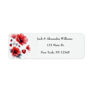 Watercolor Poppies Red Chic Floral return address