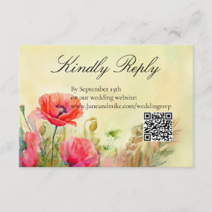 Watercolor Poppies Spring Wedding Enclosure Card