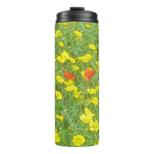 Watercolor poppies thermal tumbler