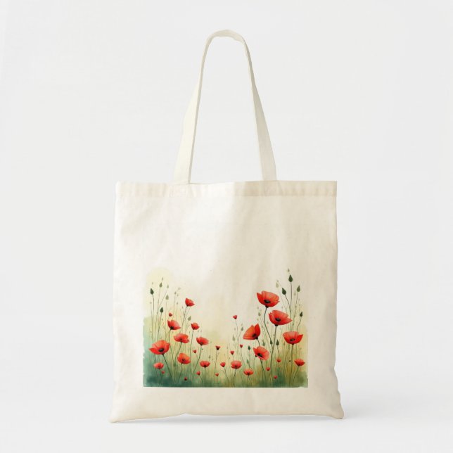 Watercolor Poppies Tote Bag (Front)