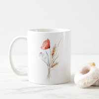 Watercolor Poppy and Wild Flowers