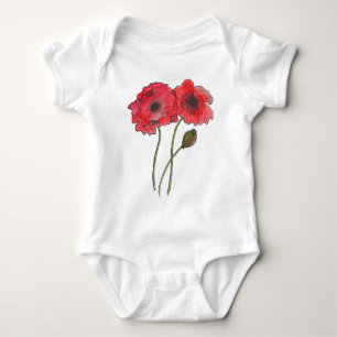 Watercolor Poppy Baby Bodysuit