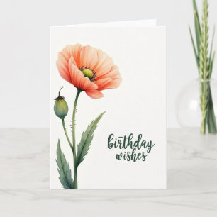 Watercolor Poppy Birthday Card