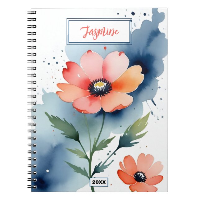 Watercolor poppy dance notebook (Front)