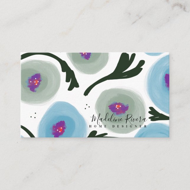 Watercolor Poppy Designer Business Card (Front)