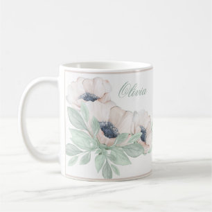 Watercolor Poppy Elegant Name Girly Coffee Mug