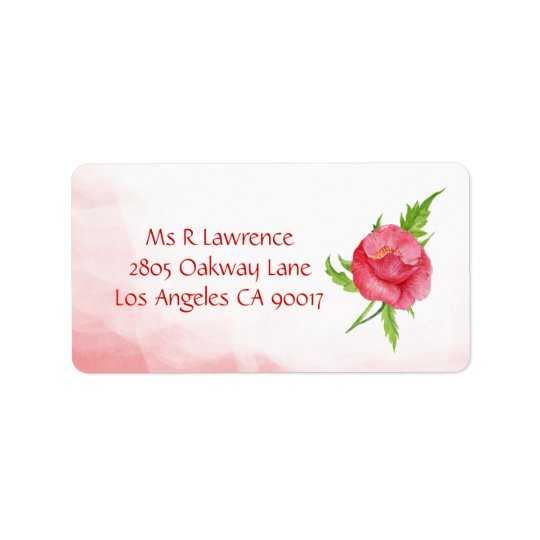 Watercolor Poppy Flower Address Labels