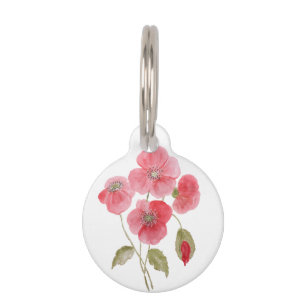 Watercolor poppy flower pet tag