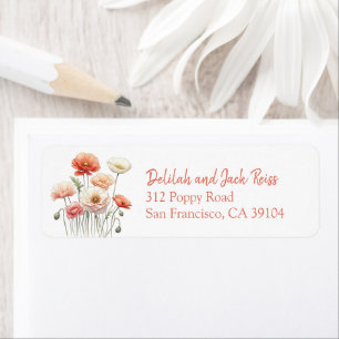 Watercolor Poppy Flowers Pretty Return Address