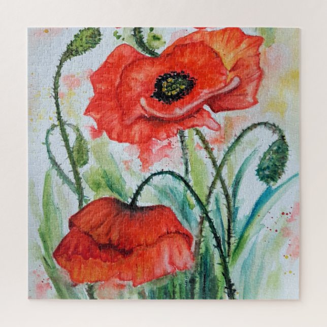 Watercolor - Poppy Jigsaw Puzzle (Vertical)