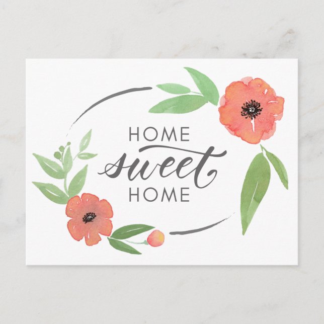 Watercolor Poppy Moving Announcement Postcard (Front)