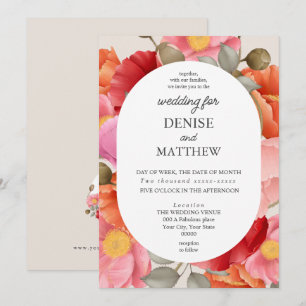 Watercolor Poppy on Cameo Beige Background Invitation