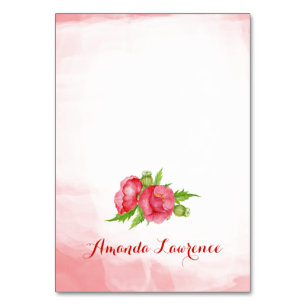 Watercolor Poppy Personalised Place Cards