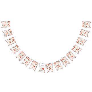 Watercolor Poppy Red wildflowers  summer Bunting