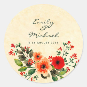 Watercolor Poppy Stickers Personalised Peach