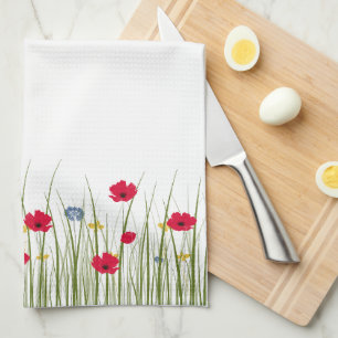 Watercolor Poppy Tea Towel