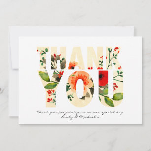 Watercolor POPPY THANK YOU Red Orange Card