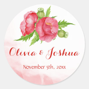 Watercolor Poppy Wedding Stickers