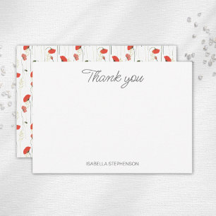 Watercolor Poppy Wildflowers Custom Bridal Shower  Thank You Card