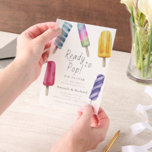 Watercolor Popsicle Baby Shower Vellum Invitations